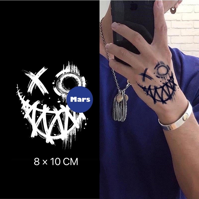 Mars Tattoo NEW Technology Magic - ติดทนนาน 2 สัปดาห์, สติ๊กเกอร์รอยสักชั่วคราว Grimace, X001