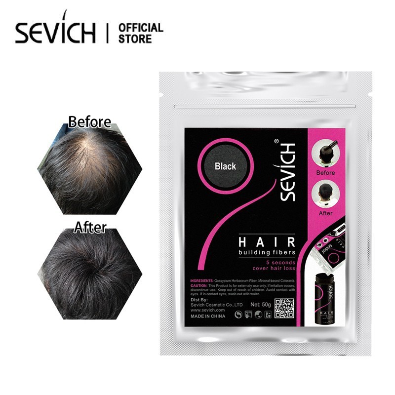 SEVICH ผงไฟเบอร์ เพิ่มผมหนา ผงเส้นใยผม ปิดผมบาง หัวล้าน ผมบาง ขนาด 100 กรัม