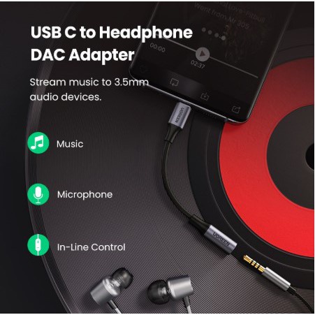 ✵✜▨UGREEN adapter HIFI DAC USB C to 3.5mm Audio Adapter for IPad pro /SAMSUNG/Oneplus/Surface/MacBook Pro