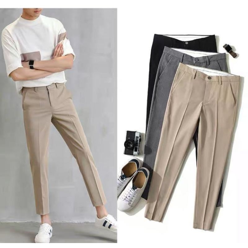 ซื้อ Fashion Casual Slacks Cropped Pants X201 กางเกงสแล็คชาย 5 ส่วน สไตล์เกาหลี