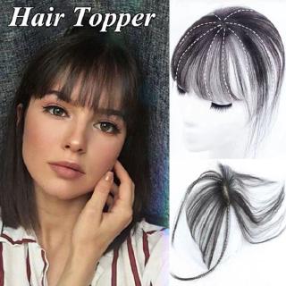 Female Short Fake Hair Bangs Girls Women Hair Pieces Invisible Seamless Sea Head Replacement Hair Wig Fashion Hair Topper  3D Bangs 6 Inch