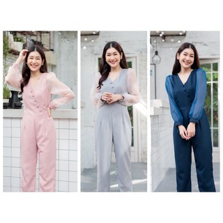 จั๊มสูทขายาว AD 408 Glass Long Sleeves Jumpsuit By Adora.Brandofficial