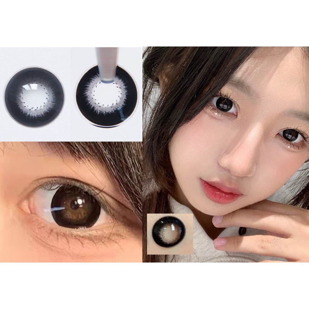 (1 คู่)BigDHEI Series, Xiyou Brand ,Big Size ,14.50mm,(เกรด 0-8), คอนแทคเลนส์การใช้งานรายปี (สีดํา)