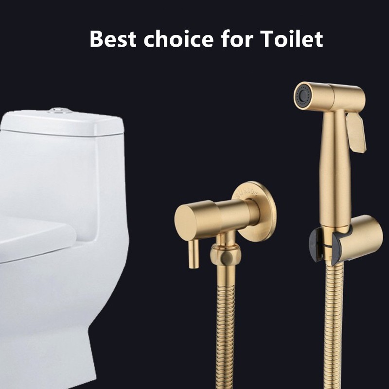 Biggers brush gold finish surface stainless steel toilet bidets handheld shattaf set with
