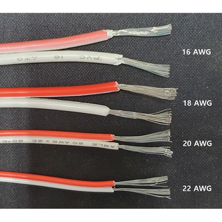 สายไฟ DC PVC CABLE  สายคู่ ขาว แดง งานป้าย led 16AWG 18AWG 20AWG 22AWG ราคาต่อเมตร มี มอก.