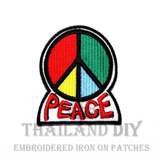 ตัวรีดติดเสื้อ งานปัก ลาย สัญลักษณ์ เร็กเก้ ฮิปปี้ สันติภาพ Peace Reggae Symbol Patch ตัวรีด WOP DIY อาร์มติดเสื้อ เท่ๆ