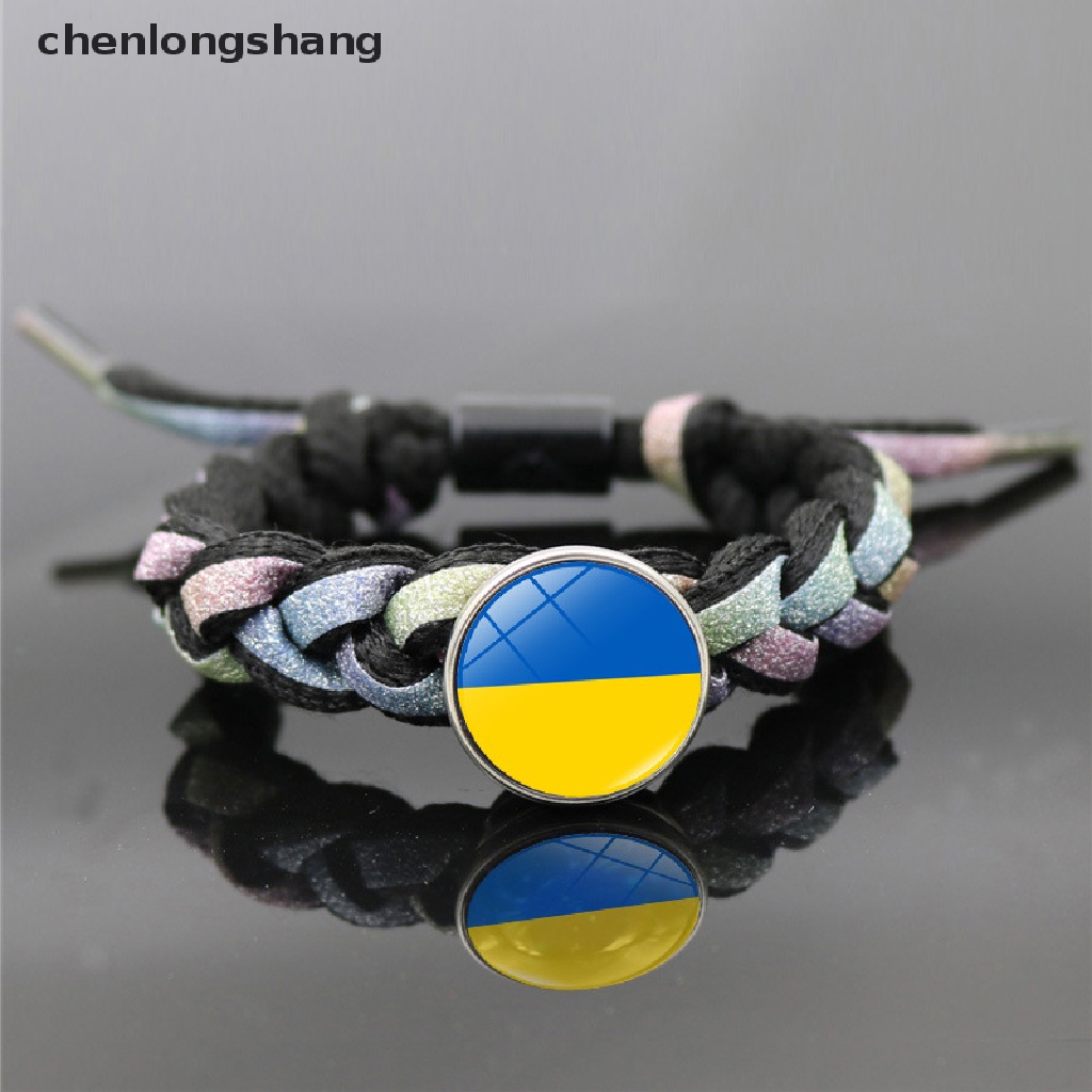 【chenlongshang】 Ukraine Flag Bracelet Handmade Braided Rope Paracord
