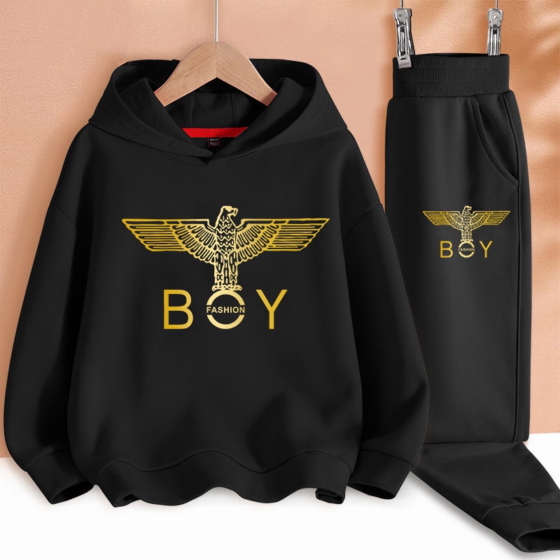 E218+K218Bพร้อมส่งทันทีในไทย ชุดเซ็ดเด็กเสื้อฮู้ด+กางเกงขายาว สไตล์แฟชั่งสวยใส่ได้ทั้งเด็กชายและเด็ก