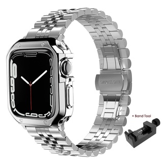 สายนาฬิกาข้อมือสเตนเลส พร้อมเคส สําหรับ iWatch Band 38 มม. 42 มม. Metal Series 7 6 SE 5 4 3 2 1 iWatch 40 มม. 44 มม. 41 มม. 45 มม.