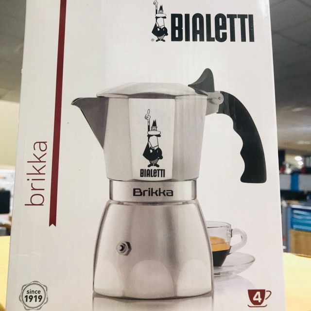 หม้อ Moka Pot รุ่น Brikka ยี้ห้อ Bialetti  ต้นตำรับหม้อต้มกาแฟจากอิตาลีแท้ มือสอง สภาพ90%