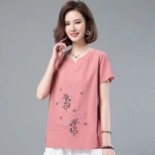 FBAShop 💕เสื้อคอจีนปักลายดอกไม้แบบวินเทจสีสวยใส่สบายสาวๆวัยทำงานก็ใส่ได้น้า