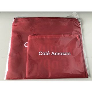 กระเป๋าผ้าเซตคู่ 2 ใบ จัดระเบียบในกระเป่า cafe amazon เซต 2 ใบ สีแดง และ น้ำเงิน