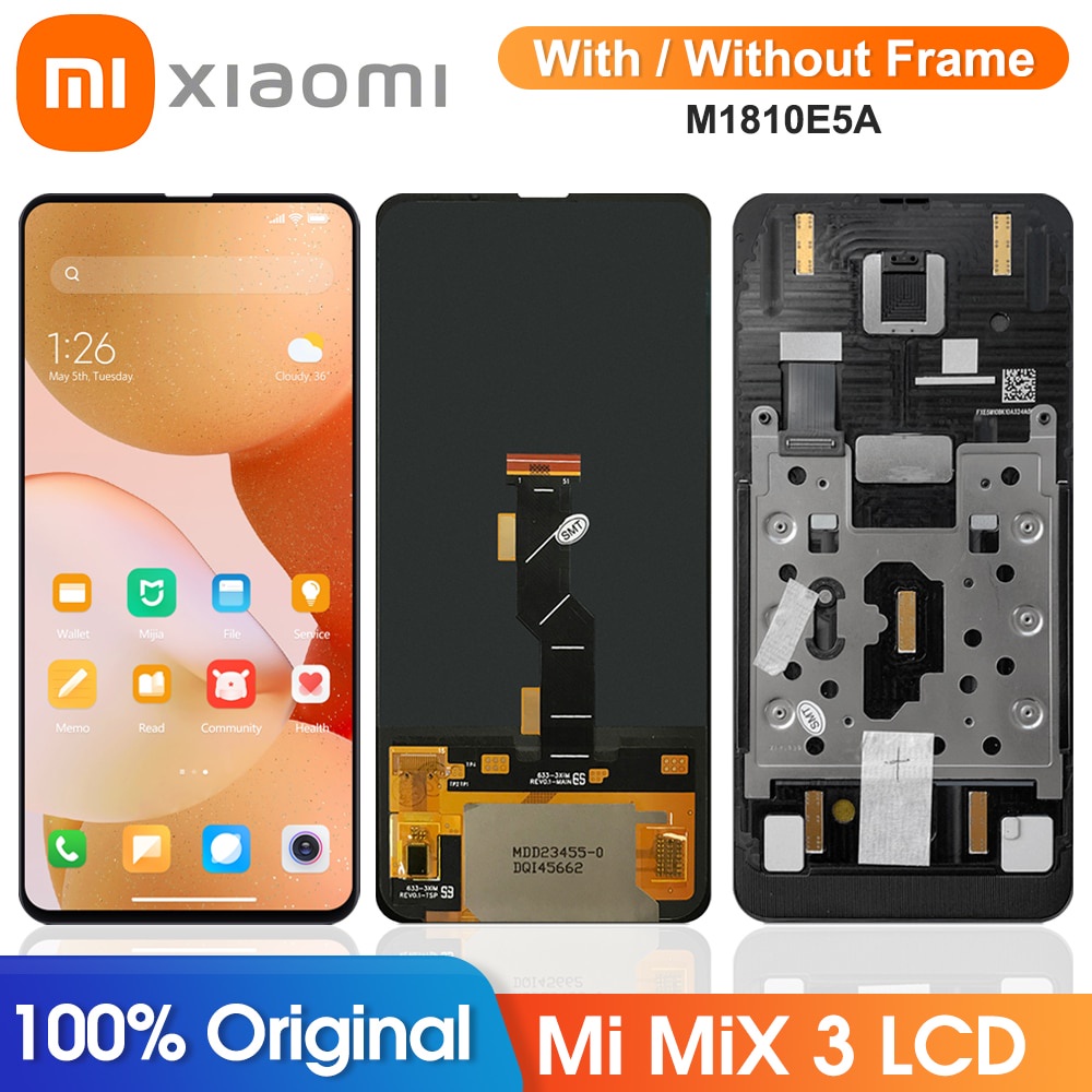 6.39 และ 39 ; Mix 3 จอแสดงผล Replacement, สําหรับ Xiaomi Mi Mix 3 M1810E5A จอแสดงผล LCD หน ้ าจอสัมผัส Digitizer Assembly พร ้ อมกรอบ