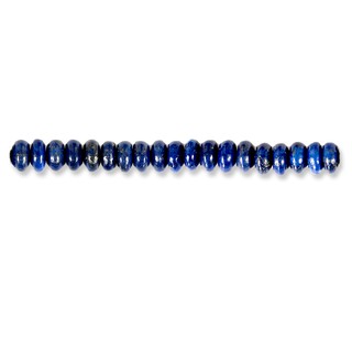 ลูกปัดหินแท้เม็ดกลมแบนเจาะรูตรงกลางหินลาปิ๊ด 4x8 mm - (LZ-0080 สีน้ำเงิน)