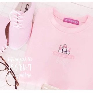 Marie pink tee เสื้อยืดปักลายแมวมารี