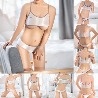 Women Lingerie Nylon Oily Shiny Sexy Lingerie Summer Underwear +1*Panties