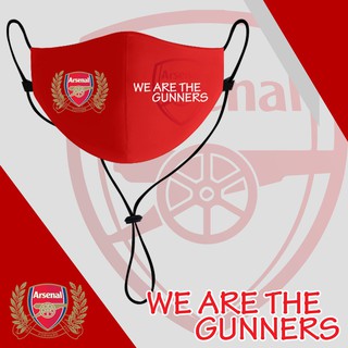 ✷ผ้าพันคอไหม หน้ากากผ้า แมส ผ้า ผู้ใหญ่ มีสายคล้องคอ ลายอาเซนอล สีแดง arsenal☀