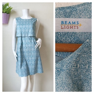 BEAMS LIGHTS ชุดมินิเดรส ชุดติดกัน ผ้าคอตตอน สีฟ้า มีซับใน แขนกุด  Size 36 รอบอก 33 นิ้วค่ะ