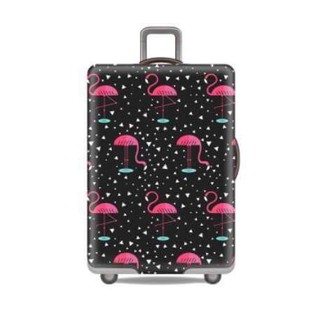 Chu Luggage  ผ้าคลุมกระเป๋าเดินทางลายนกฟามิงโก้  รุ่น036  สีดำ