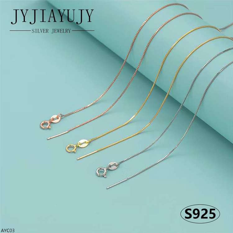 ✨เจแอนด์วาย ซิลเวอร์✨ 100% เงินสเตอร์ลิง S925 สร้อยคอ DIY อุปกรณ์เสริมกล่องที่แตกต่างกันสี/ความยาว D