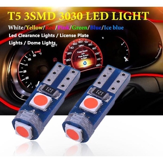 T5 หลอดไฟ LED ประดับแผงหน้าปัดรถยนต์ W1.2W 3030 3 LED DC12V สีขาว ชมพู 7 สี 1 ชิ้น