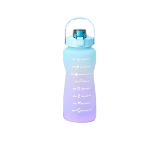 ขวดน้ำ ขวดน้ำขนาดใหญ่ 2ลิตร พร้อมหลอด ขวดน้ำบอกเวลา มีมาตรบอกระดับน้ำ ขวดน้ำพลาสติก ปราศจาก BPA Bottle แข็งแรงทนทา