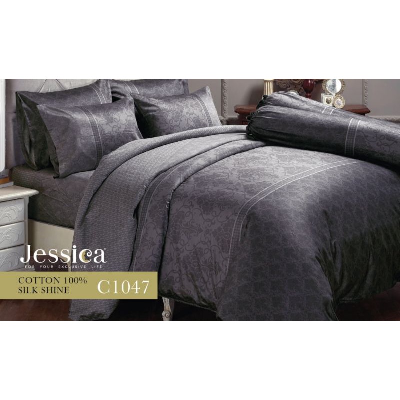 เซทรวมนวม เจสสิก้า คอตตอน ซิลค์ชายน์(Jessica) พิมพ์ลาย ไหม 360 เส้น ใช้กับที่นอนหนา 14 นิ้ว