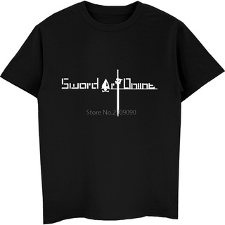 เสื้อยืด# ROUND คอลูกเรือเสื้อยืด พิมพ์ลายการ์ตูนอนิเมะ Sword Art Online Sao สไตล์สตรีท-4XL