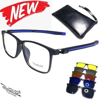 คลิปออน แว่นกันแดด Clip-On Lens Polarized รุ่น Zupio 9721 ดำขาน้ำเงิน ขาข้อต่อ มีสายคล้องในตัว