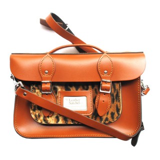 The Leather Satchel Co. หนังแท้จากอังกฤษ Size 12.5” Briefcase - London Tan/Leopard