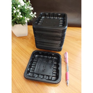 (P314) ถาดพลาสติกดำ 12×12×2ซม(125ชิ้น)