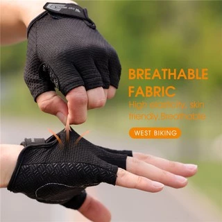 WEST BIKING ถุงมือครึ่งนิ้วระบายอากาศสําหรับปั่นจักรยาน