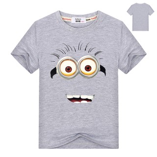 เสื้อยืดเด็กผู้ชาย Despicable Me Minion Face สีเหลือง เสื้อยืดคอกลมแขนสั้นเด็กผู้ชาย