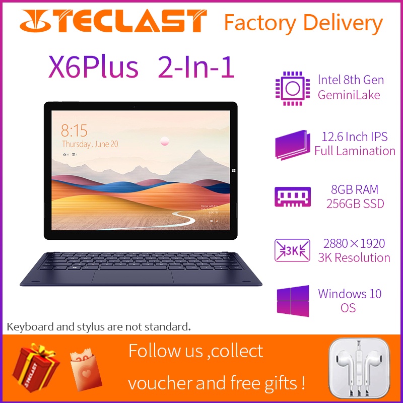 Teclast X6 Plus Windows10 แท็บเล็ต 12.6 นิ้ว 2880 × 1920 3K แรม 8GB รอม 256GB ไวไฟ บลูทูธ 4.2