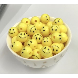 ลูกปัด Smiley หน้ายิ้ม น่ารักมากๆ สีเหลือง 8/10/12 มิล