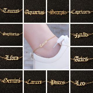 เครื่องประดับ สร้อยข้อเท้า จี้รูปตัวอักษรภาษาอังกฤษ ราศี ราศีตุลย์ Tobilleras Pulsera Para Tobillo Taurus สําหรับผู้หญิง