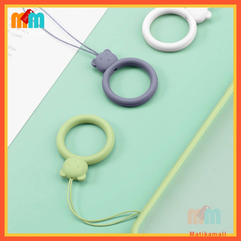 [พร้อมส่ง 1 วัน 🇹🇭] แหวน ซิลิโคน รูป หมี สาย คล้อง ห้อย มือถือ โทรศัพท์ earpods กุญแจ สายห้อยมือถือ Silicone Phone Strap