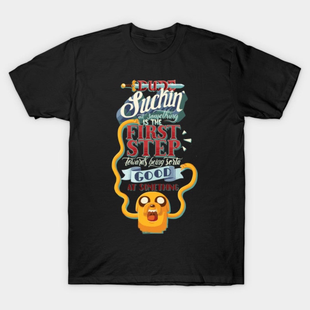 เสื้อยืดผู้ชาย เสื้อเชิ้ต Gildan | ตัวอักษร Adventure Time Sorta Good S-5XL