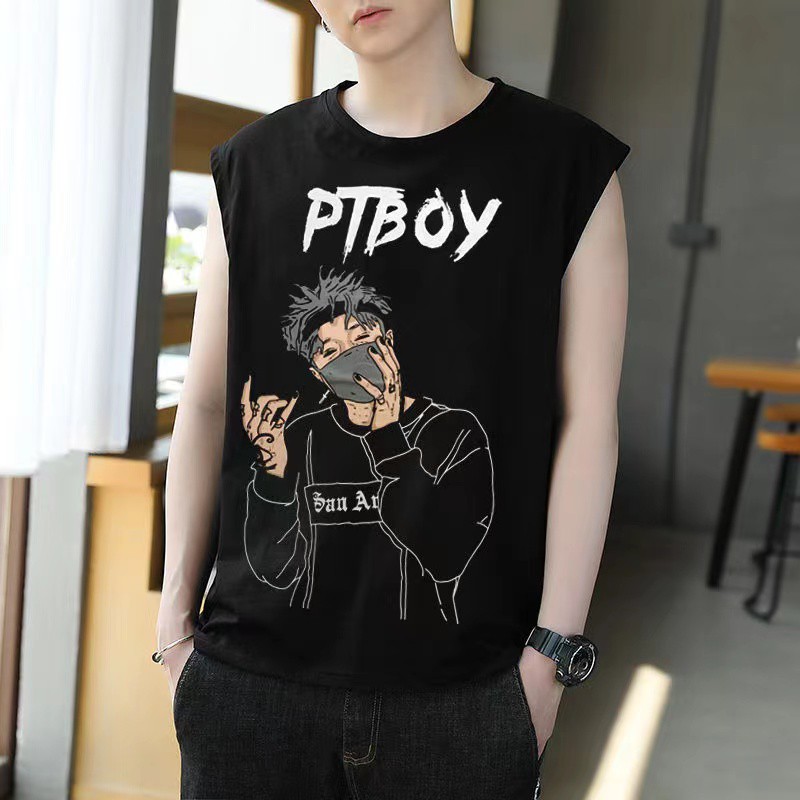 เสื้อกล้าม เสื้อกล้ามคอกลม ผ้าเด้งเบาสบายไม่ร้อนผู้ชาย 2 สีดำ ขาว TT85