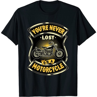 เสื้อยืดผ้าฝ้ายพรีเมี่ยม เสื้อยืด พิมพ์ลาย Youre Never Lost On A Motorcycle สําหรับผู้ใหญ่