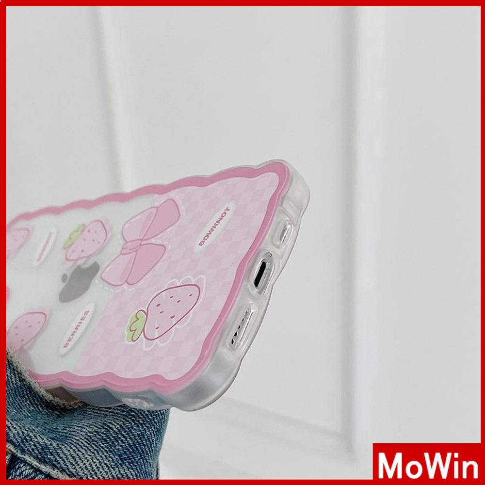 iPhone Case Silicone Soft Case Clear Case Wave Non-Slip Shockproof Camera Full Coverage Protection Pink Strawberry For iPhone 13 Pro Max iPhone 12 Pro Max iPhone 11 iPhone 7 Plus #8
