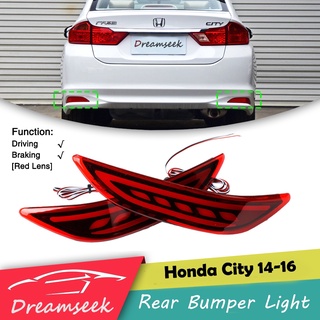 ไฟท้ายกันชน Led สะท้อนแสง สีแดง สําหรับ Honda City 2014 2015 2016