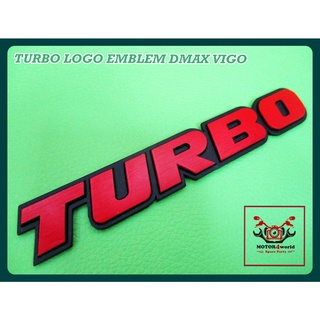 TURBO LOGO EMBLEM with for D-MAX VIGO BT50 NAVARA PLATE "RED" STICKER DECAL size 17x1.5 cm. // โลโก้ TURBO สีแดง