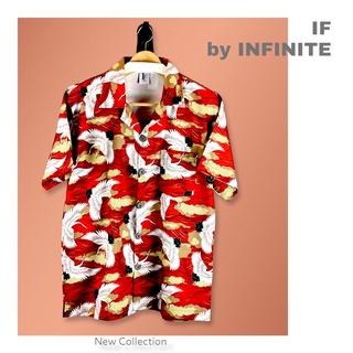 INFINITE เสื้อฮาวาย พิมพ์ลายกราฟฟิค กระเรียนแดง