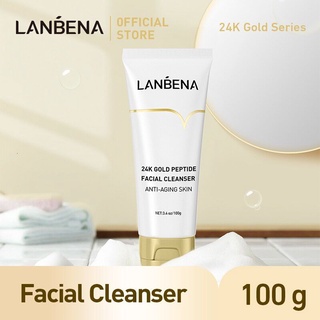 Lanbena ผลิตภัณฑ์ทําความสะอาดผิวหน้าทอง 24k Peptide Anti-Aging 100 กรัม