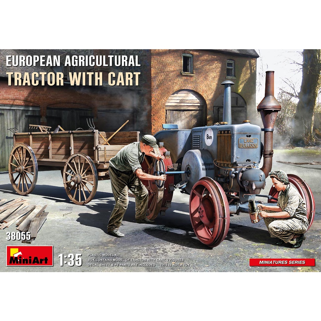 Scale Model MiniArt 1/35 MI38055 EUROPEAN AGRICULTURAL TRACTOR WITH CART