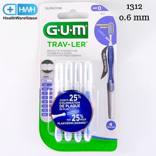 Sunstar GUM TRAV-LER 1312 0.6 mm แปรงซอกฟัน แปรงพกพา ทรงกระบอก