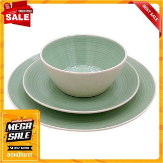 ชุดจานชามเซรามิก TWO TONE 12ชิ้น/ชุด สีเขียว อุปกรณ์ใส่อาหาร CERAMIC DINNERWARE SET TWO TONE 12PCS/SET GREEN