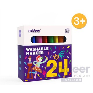 WASHABLE MARKER ปากกาเมจิกลบได้จากแบรนด์ Mideer แท้ จำนวน 24 แท่ง