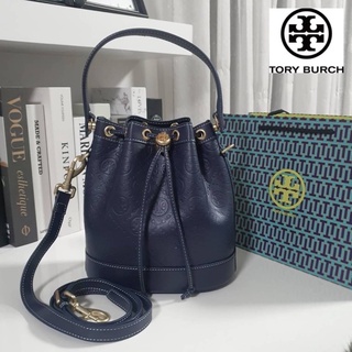 แท้💯%👜 Tory burch monogram leather bucket bag (Outlet)